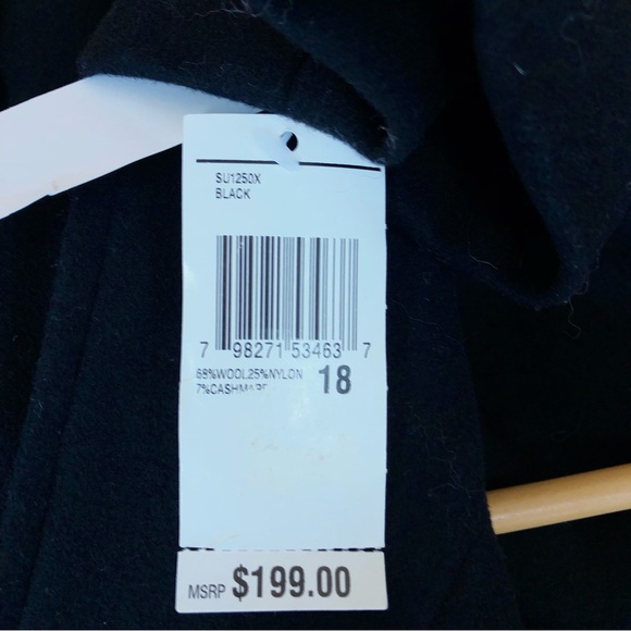 NWT SUTTON STUDIO cashmere blend unlined black open front collared jacket, 18W - Picture 5 of 8